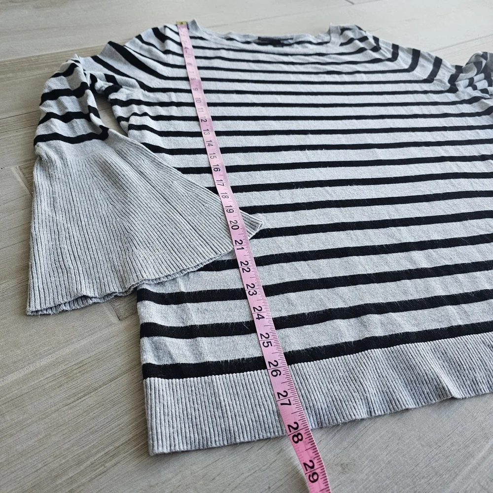 Lane Bryant Gray and Black Striped Sweater With Bell Sleeves Size 14/16 EUC